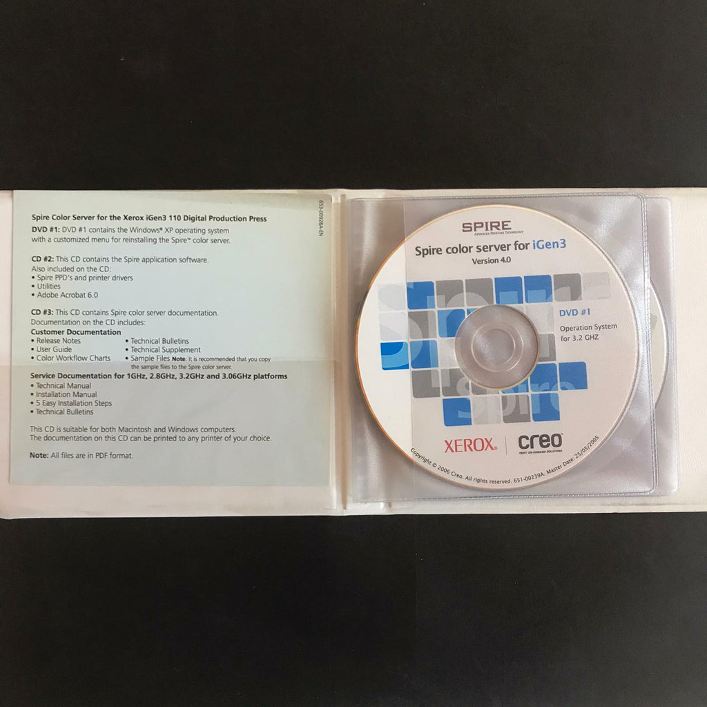 Creo Spire Color Server Xerox igen3 Ver. 4.0 Software & Documentation 634-00289A