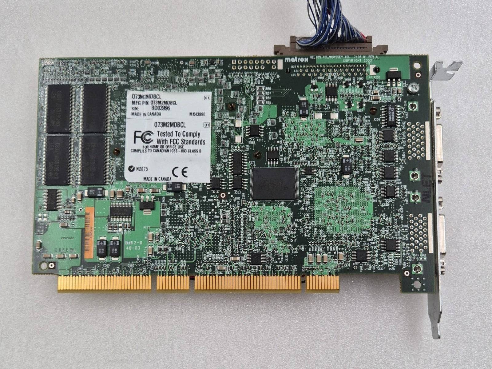 Matrox HELIOS XCL/ODYSSEY XCL 7108-01 073M2MDBCL W/ Camera Link 7120_00 Adapter