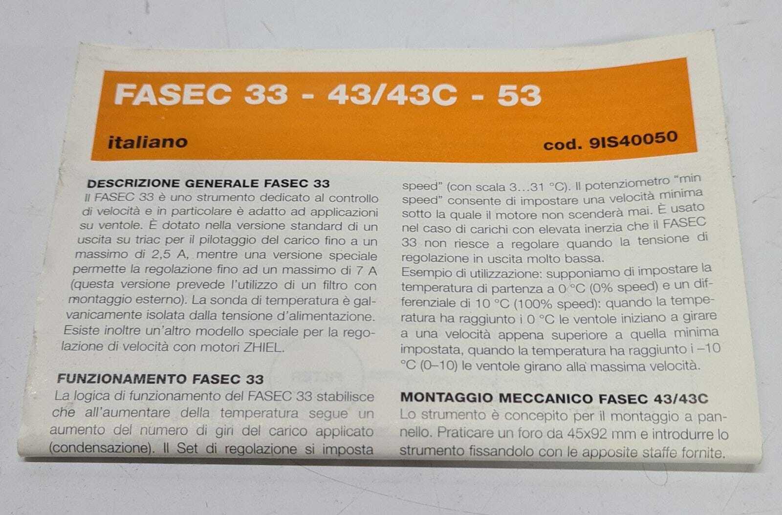 Eliwell Fasec 33 FA53370005 Power Supply PTC 220V