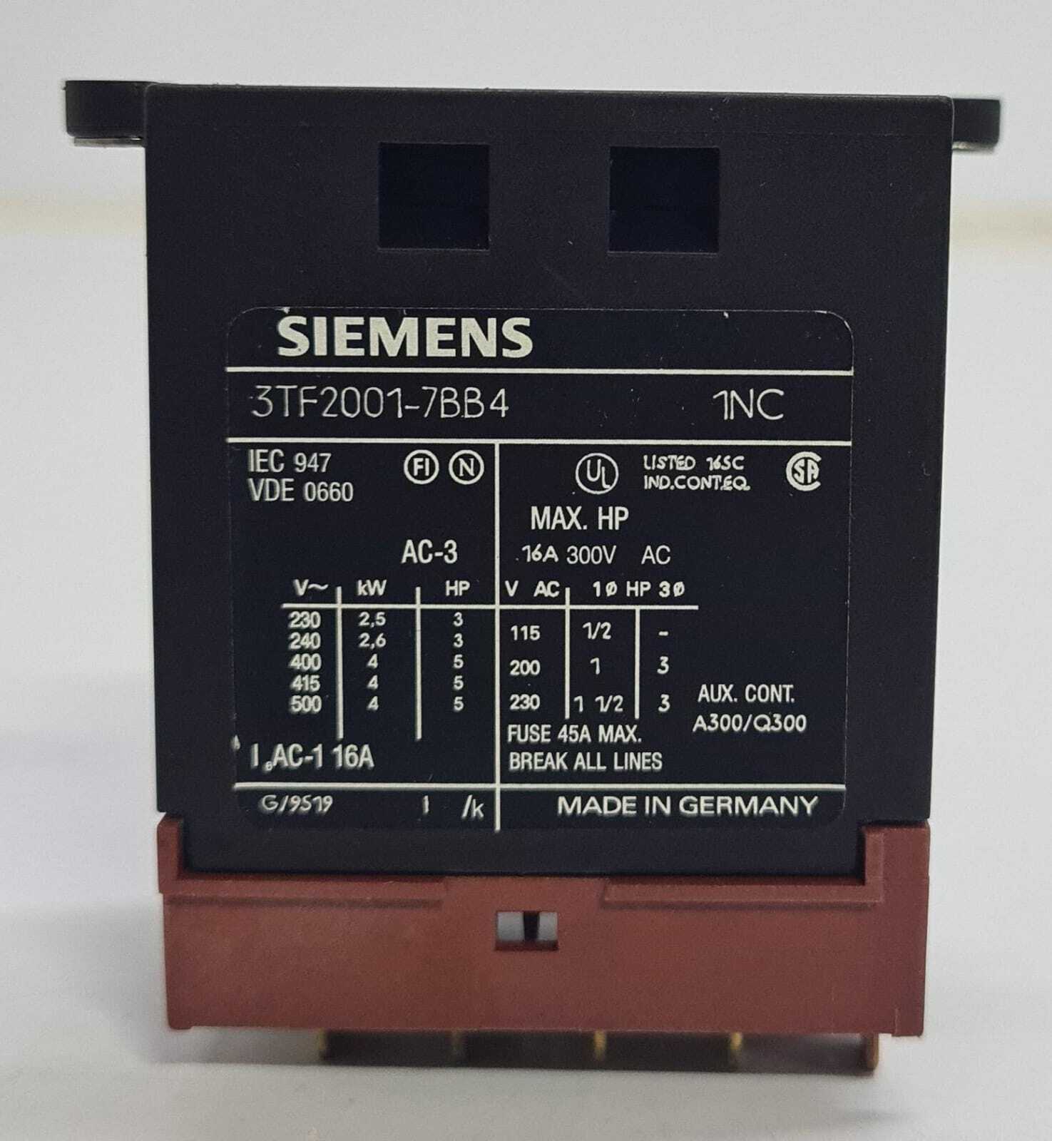 SIEMENS 3TF2001-7BB4 Contactor