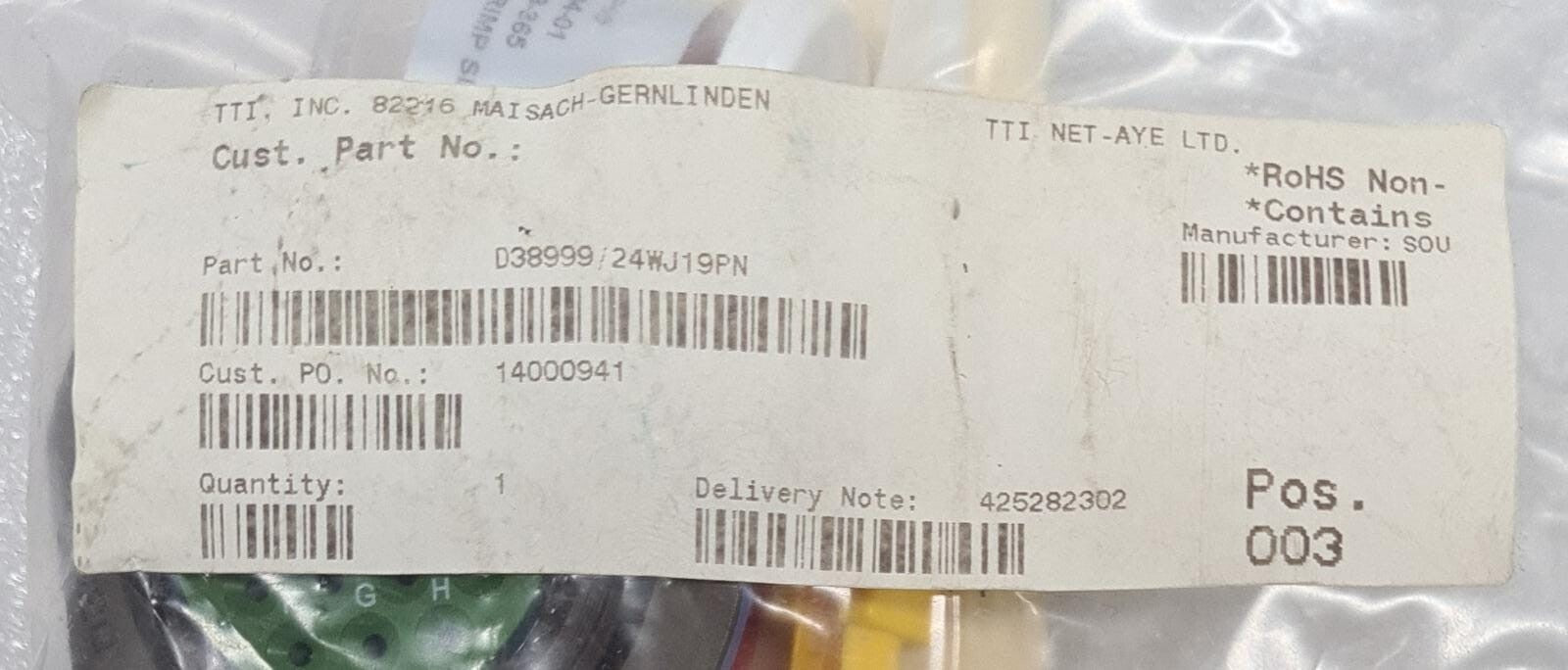 [LOT OF 6] NEW SEALED - SOURIAU TTI D38999/24WJ19PN Circular MIL Spec Connector