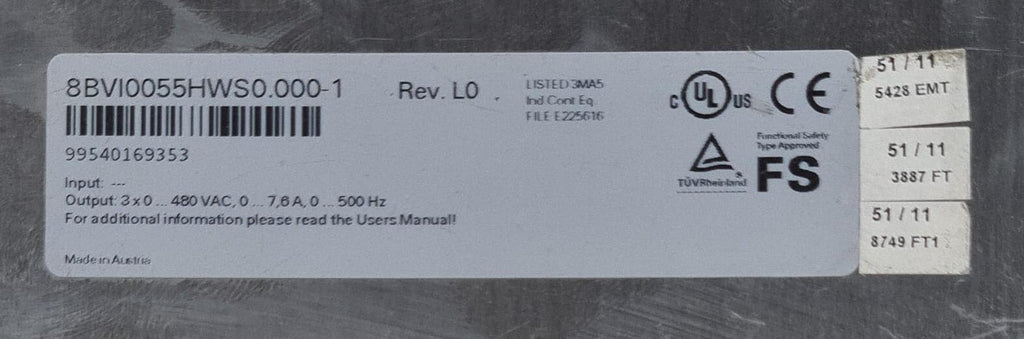 B&R Automation Acopos I0055S 8BVI0055HWS0.000-1 Multi Inverter - FOR PARTS