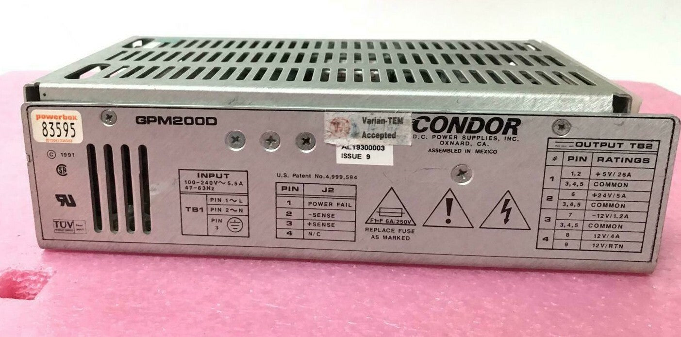 Condor GPM200D DC Power Supply & Wires Kit for Varian OEC Medical
