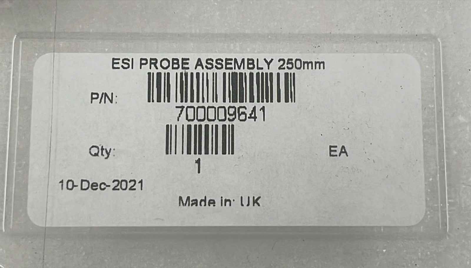Waters 700009641 ESI probe assembly label close-up