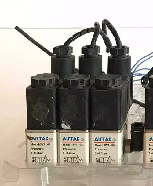 3 Pcs AirTAC 3V1-06 Solenoid Valve Manifold W/ IP65 Solenoid Coil