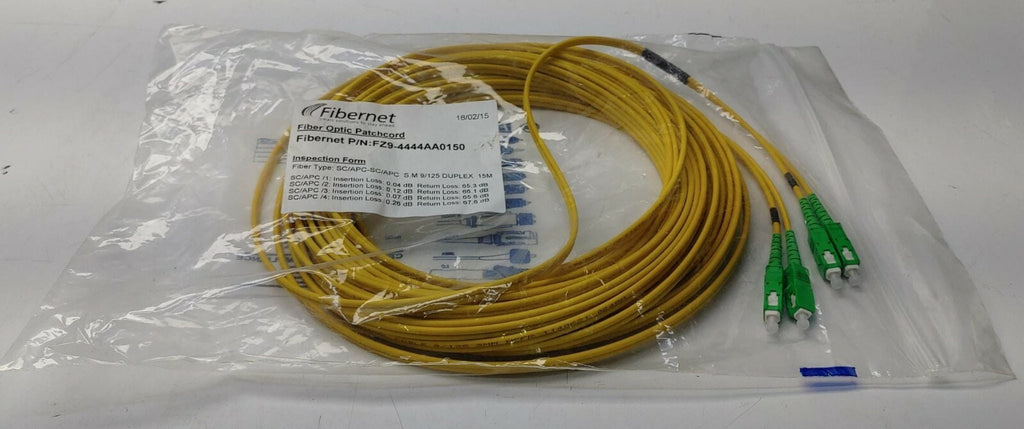 Fibernet Fiber Optic Patchcord SC/APC-SC/APC S.M 9/125 DUPLEX 15M