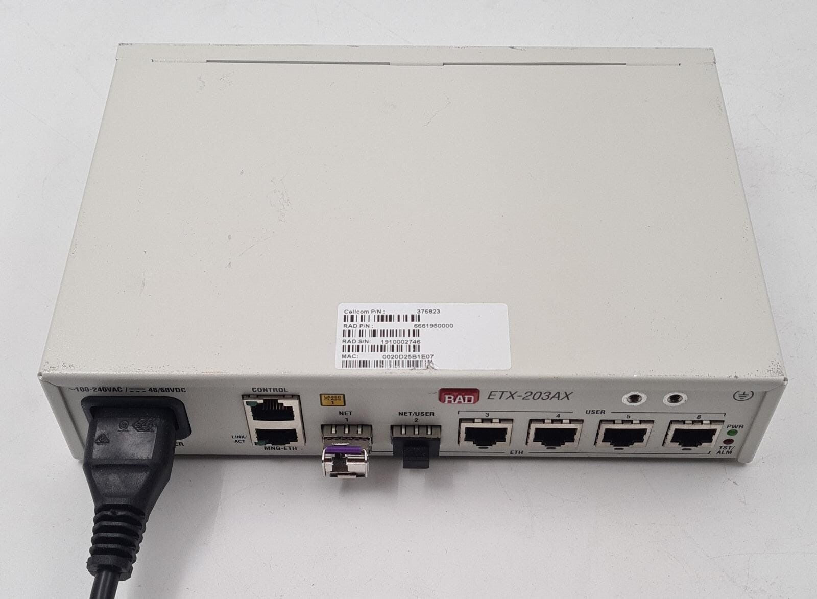 RAD ETX-203AX CELLCOM/H/GE/2SFP/4UTP (F) 376823 SWITCH MODULE 6661950000