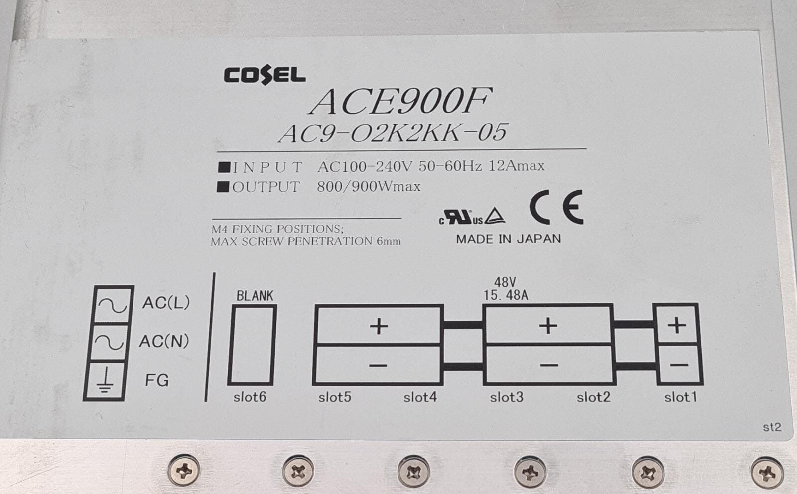 COSEL ACE900F AC9-O2K2KK-05 7243155R 800/900W Power Supply Ace Series