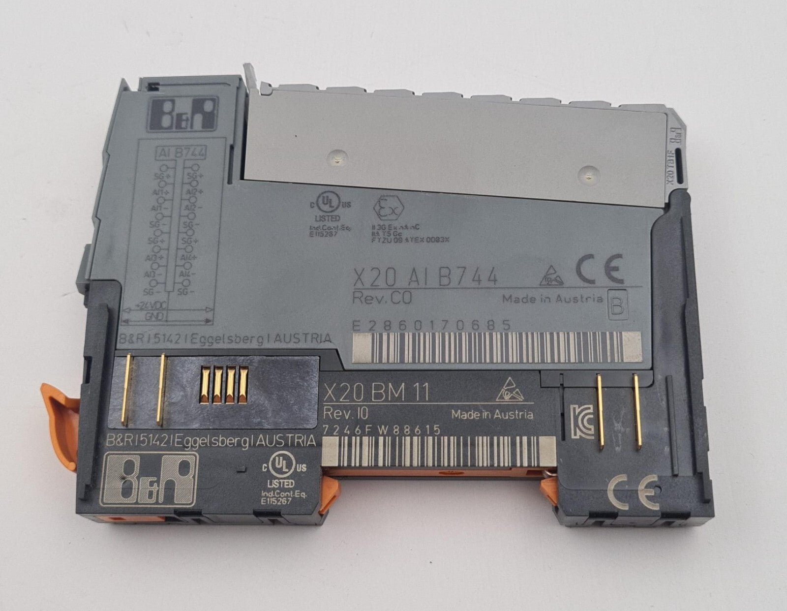 B&R Automation X20 AIB744 Digital Control PLC Module W/ X20 BM 11 Base