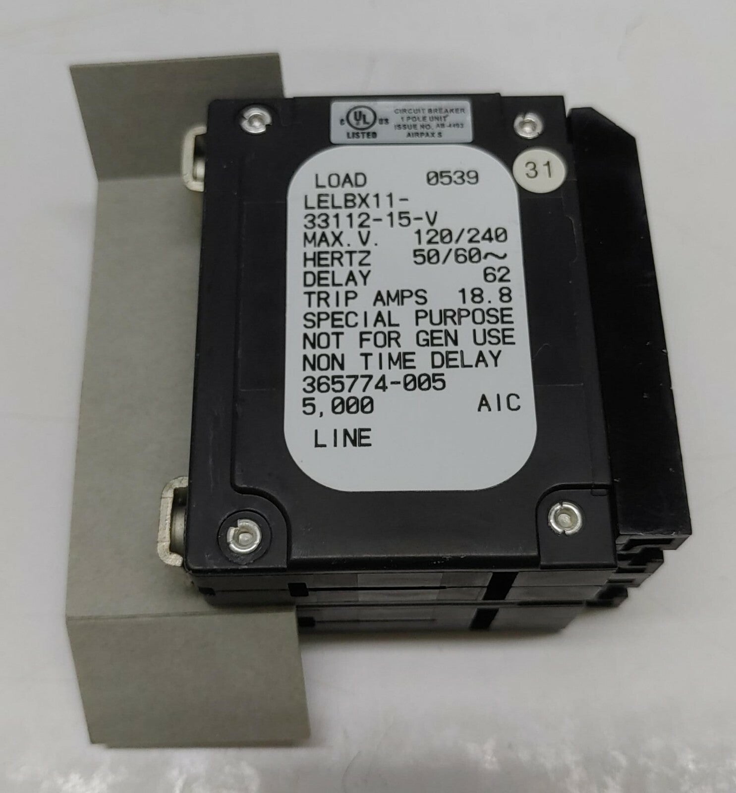 [LOT 12 PCS] Airpax SP Circuit Breaker LELBX11-33112-15-V 250V Load 0539