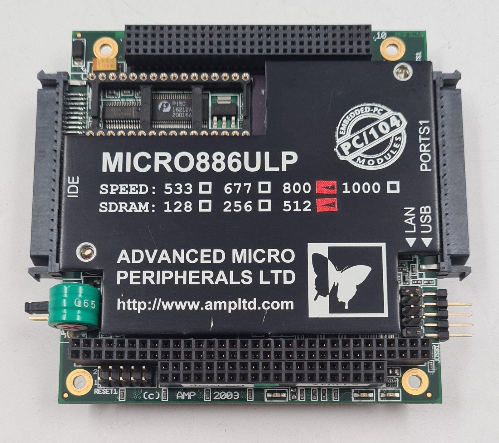 AMP MICRO886ULP ULTRA LOW POWER PC/104 Ethernet Communication Board