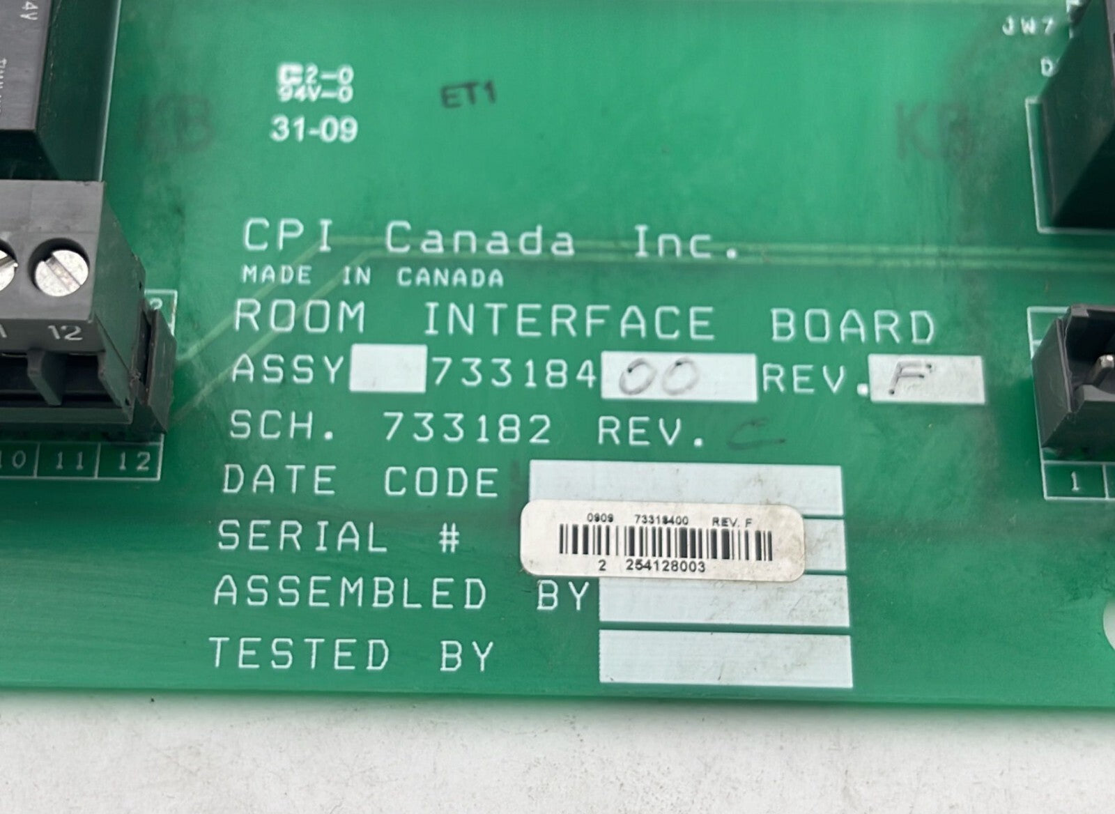 INDICO X-Ray CPI Room Interface Board PWB 733184 SCHEM 733182 PWB 733183