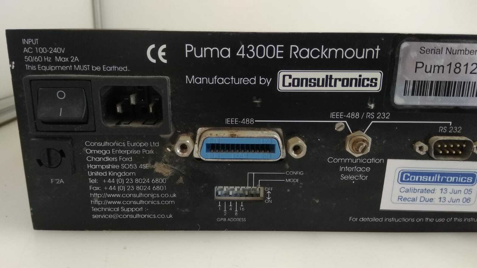 Consultronics Puma 4300E-R Rackmount Telecom Datacom Analyser