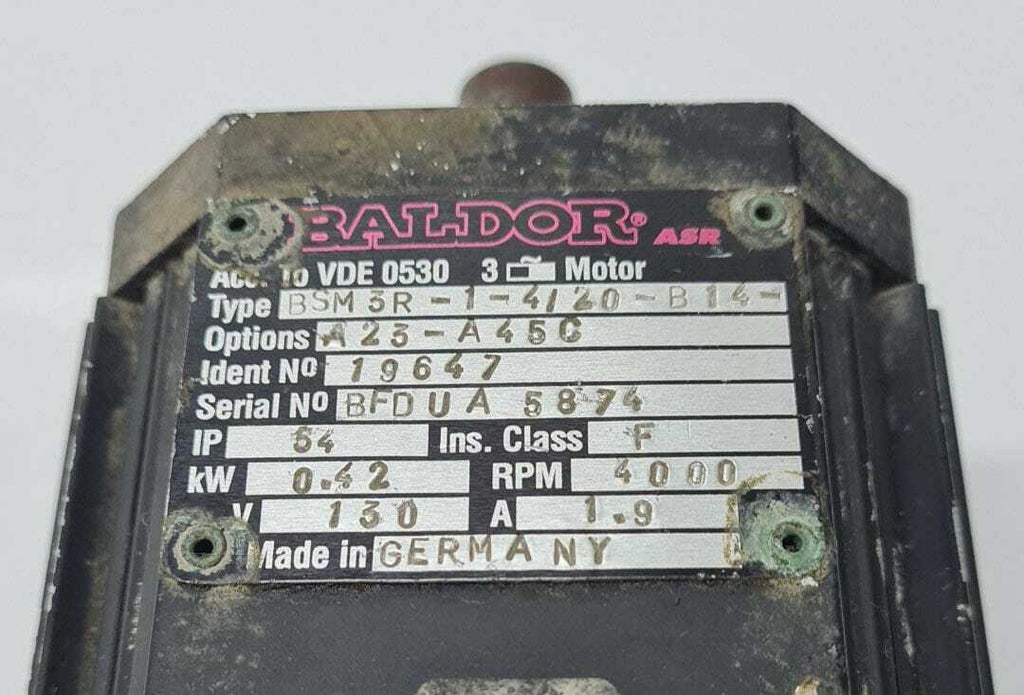 BALDOR ASR BSM3R-1-4/20-B14 A23-A45C 19647 Servomotor 0.42kW 4000 RPM