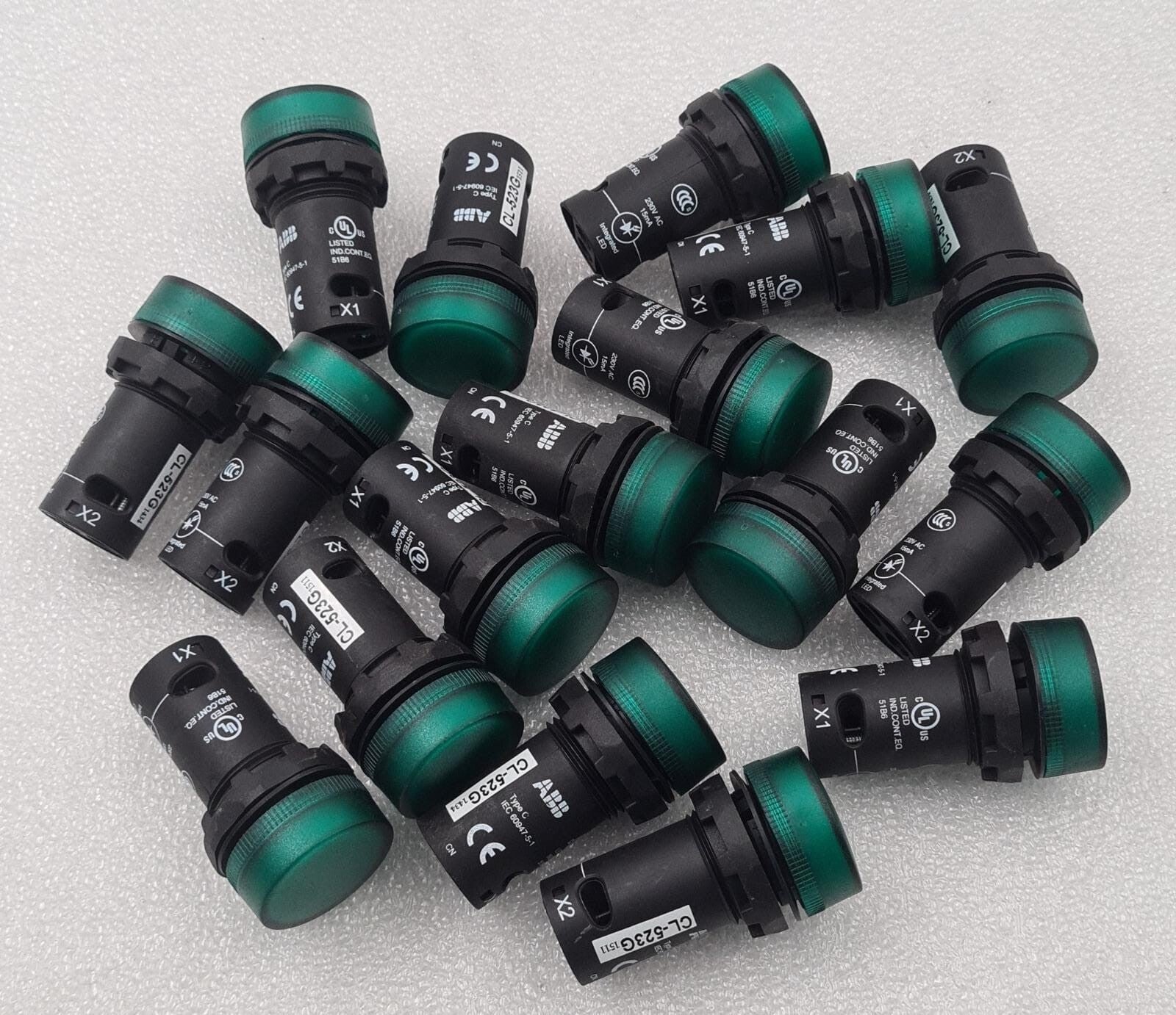 [LOT OF 17] ABB CL-523G LED Emergency Stop Pushbutton switch AC230V