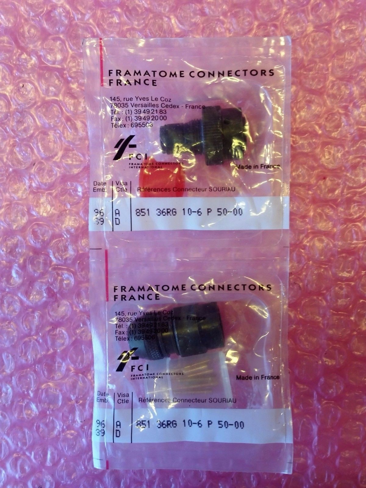 Fci 851 36RG106P50 Circular Mil Spec Connector 6 Pin With Gold Contacts