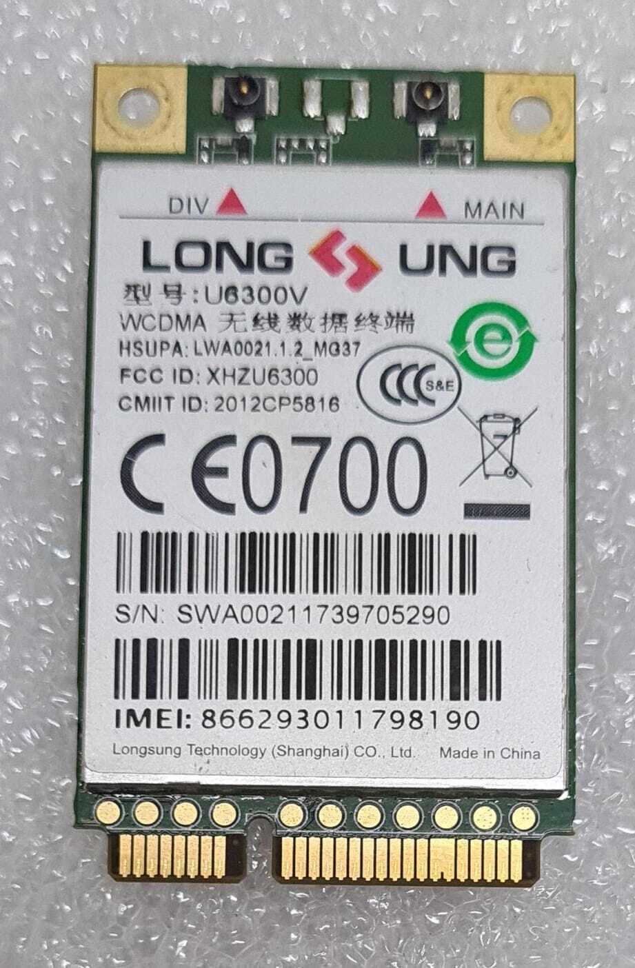 LongSung U6300V XHZU6300 3G WCDMA HSPA Mini PCIe Wireless Module 2012CP5816