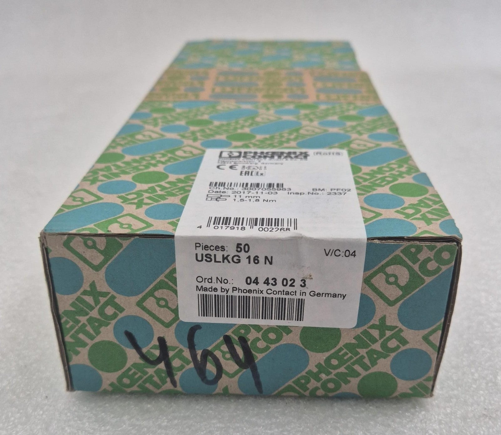 [50pcs] NEW - Phoenix USLKG 16 N 0443023 Grounding Terminal Block Yellow-Green