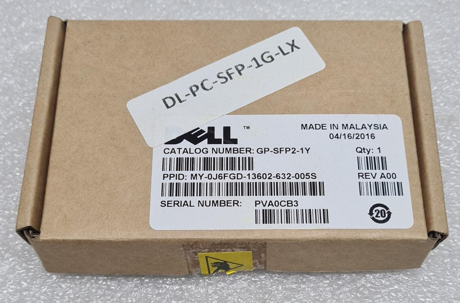 NEW - DELL TRANSCEIVER MY-0J6FGD-13602-632-005S 1310nm GP-SFP2-1Y SFP+