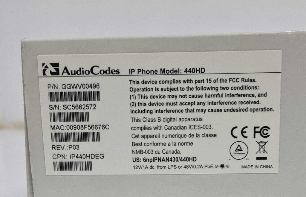 NEW - AudioCodes 440HD IP Phone GGWV00496 REV P03 IP440HDEG (Black)