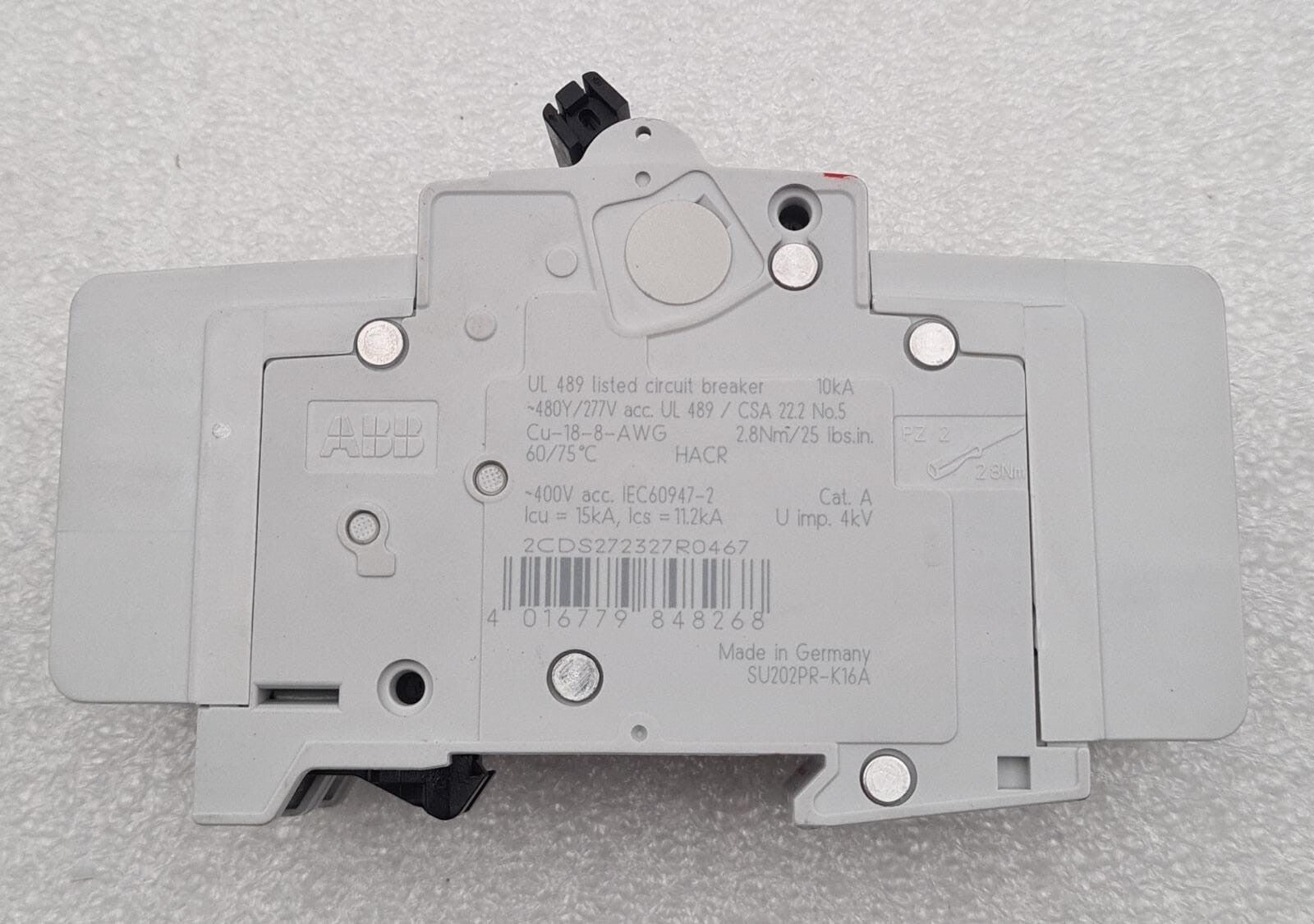ABB SU202PR-K16A Circuit Breaker 2CDS 272 327 R0467 2X16A