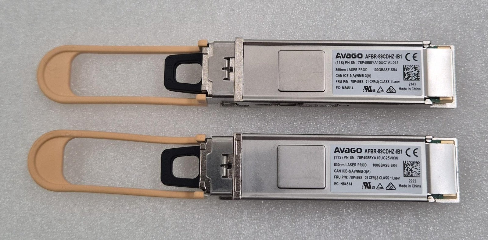 [LOT 2 PCS] AVAGO AFBR-89CDHZ-IB1 78P4988 850nm 100GBASE-SR4 Optical Transceiver
