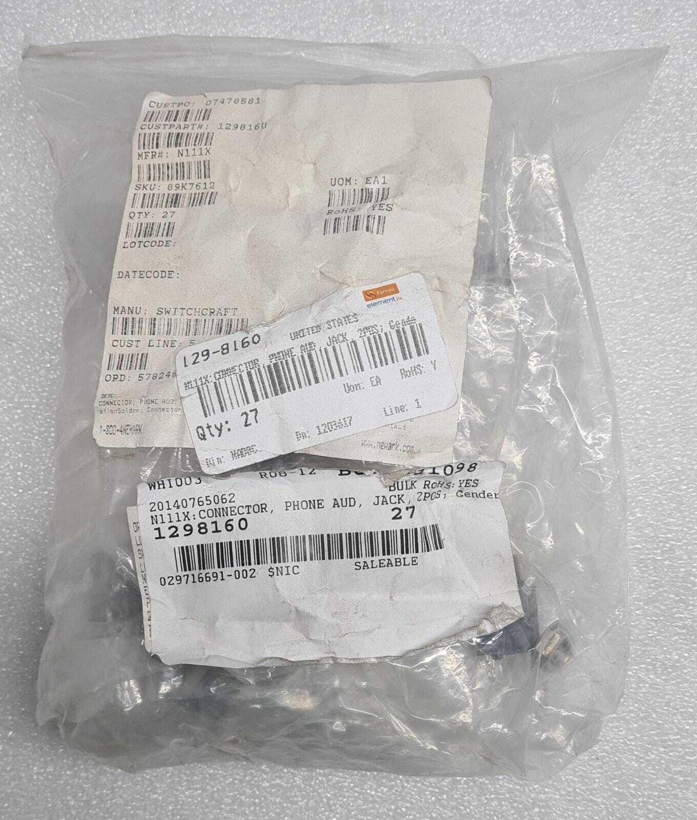 [LOT 30] NEW - Switchcraft N111X Connector PHONE AUD 1/4" Jack Socket