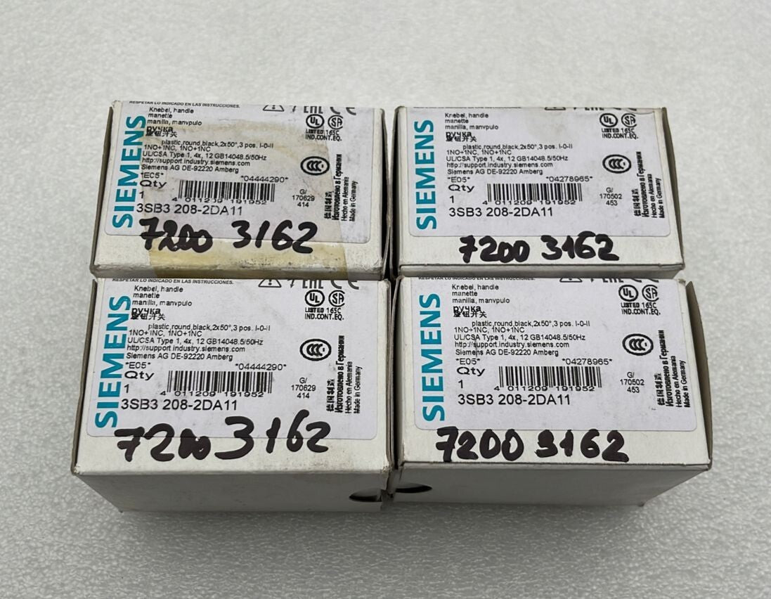 [LOT OF 4] Siemens 3SB3 208-2DA11 Knebel 3 Position Maintained Selector Switch