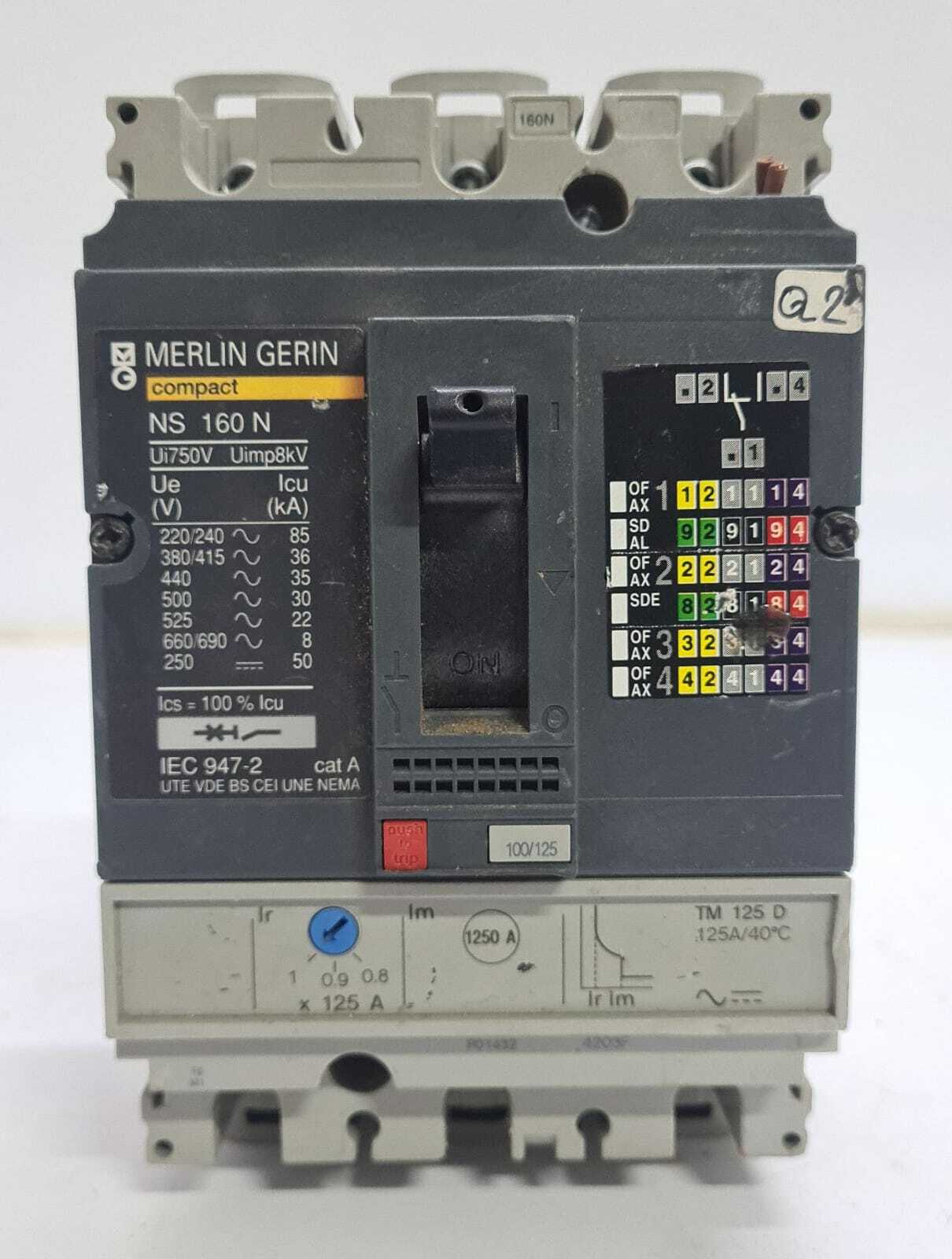 Schneider MERLIN GERIN Compact NS 160 N 160N TM 125 D Circuit breaker 100 / 125A
