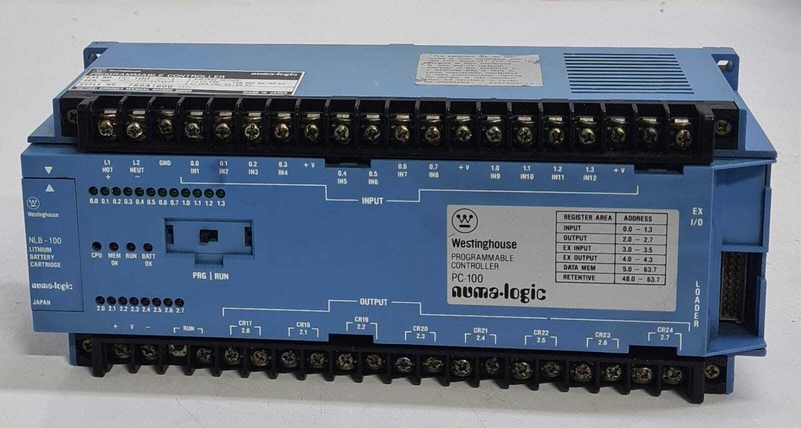Westinghouse Numa-Logic PC 100 Programmable Controller PC-100-201 - FOR PARTS
