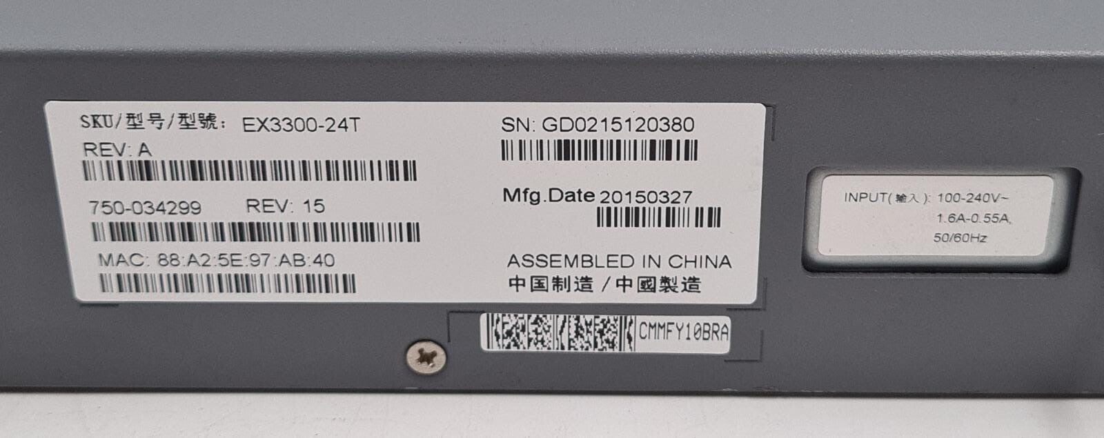 Juniper Networks EX3300 Series Ethernet Switch EX3300-24T 24-Port Gigabit BASE-T