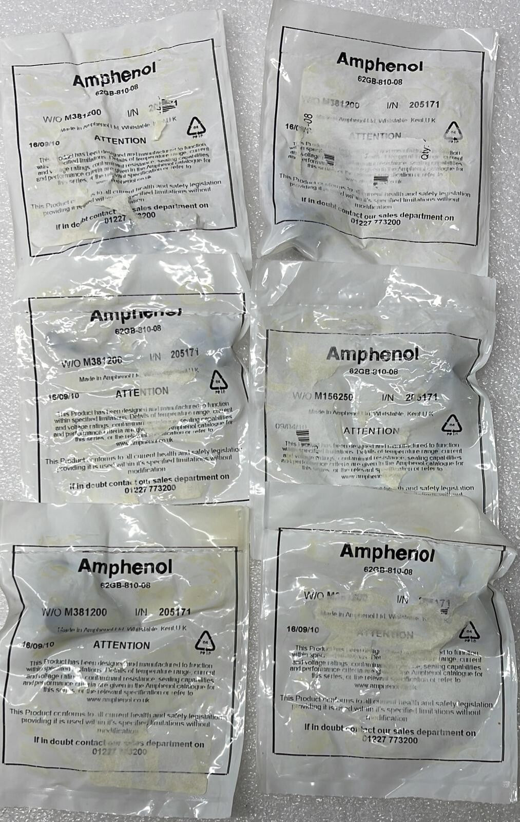 [LOT OF 6] NEW SEALED - Amphenol 62GB-810-08 SOCKET DUST CAP Zinc Cobalt Size 8