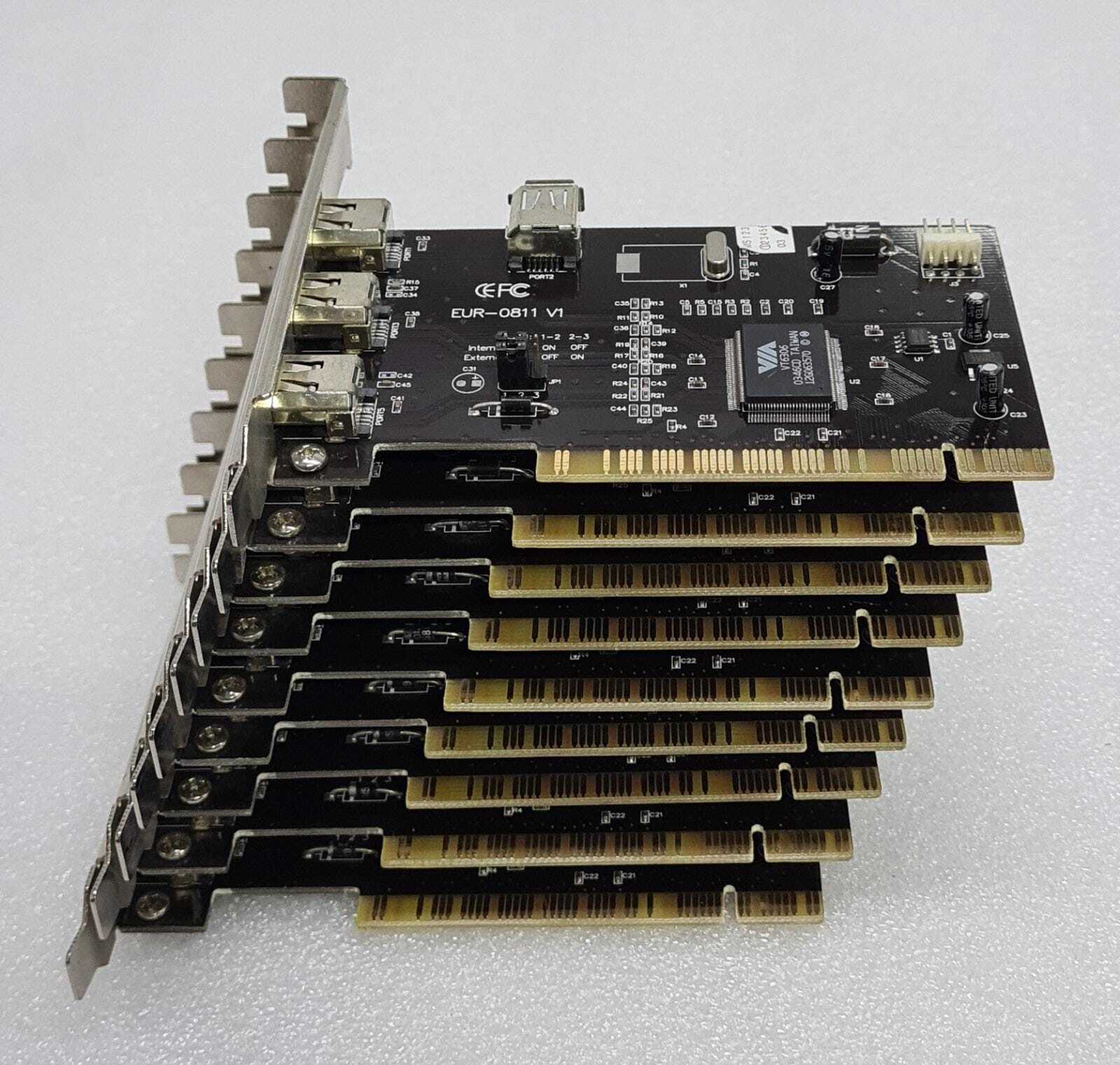 [LOT OF 9] Firewire 3 Port PCI Card EUR-0811 V1 IEEE 1394 3+1 Port PCI VIA