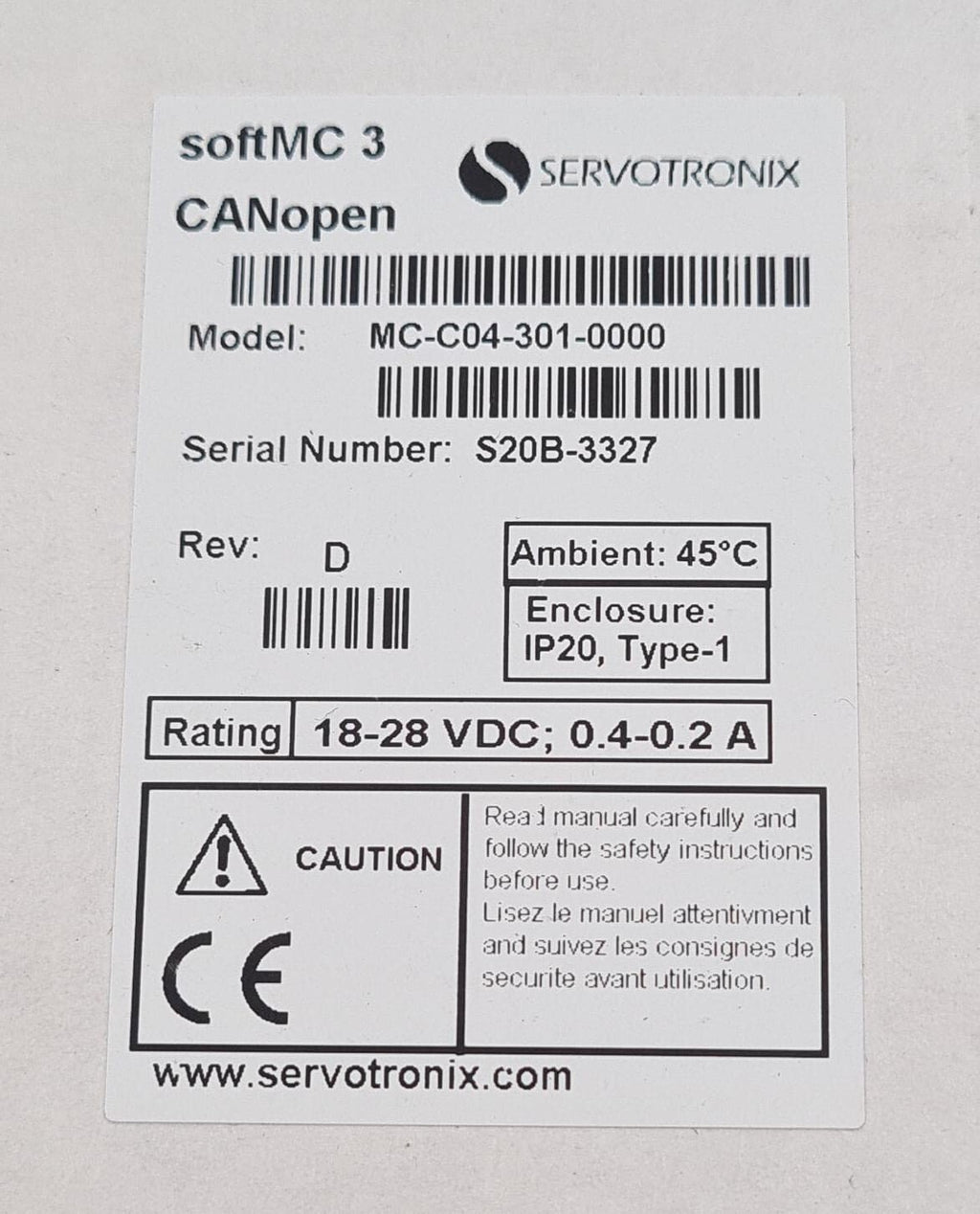 NEW- Servotronix softMC 3 CANopen MC-C04-301-0000 Compact Motion Controller