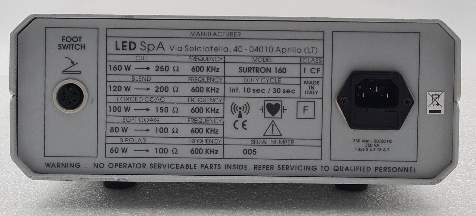 LED SpA SURTRON 160 Electrosurgical Generator