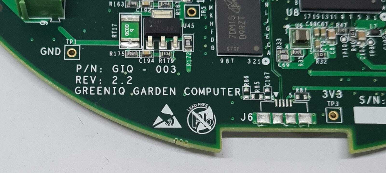 GreenIQ Garden Computer Board GIQ- 003 Rev. 2.2 WiFi Irrigation Controller