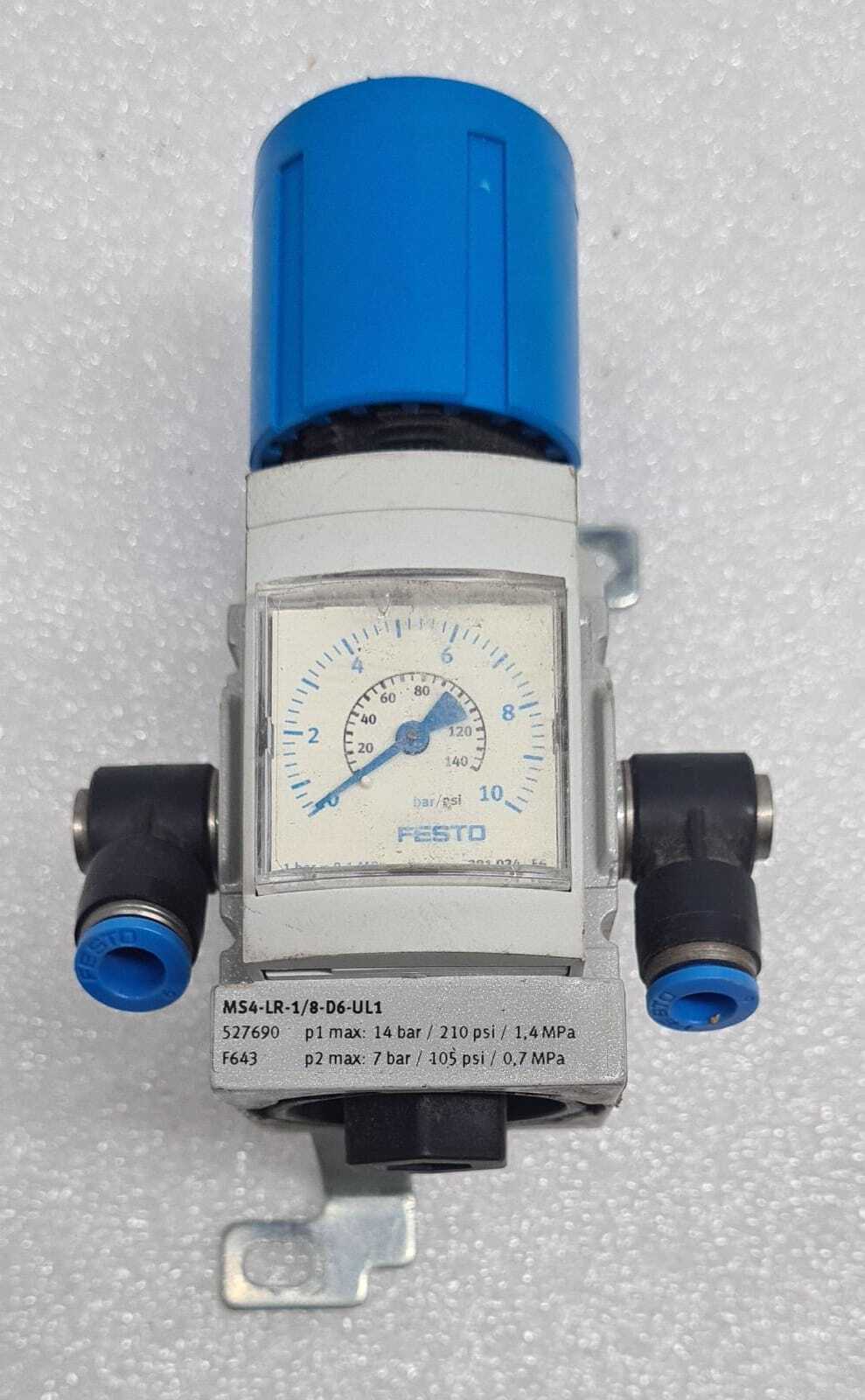 FESTO MS4-LR-1/8-D6-UL1 527690 F643 381 034 F6 Air Pressure Regulator W/ Bracket