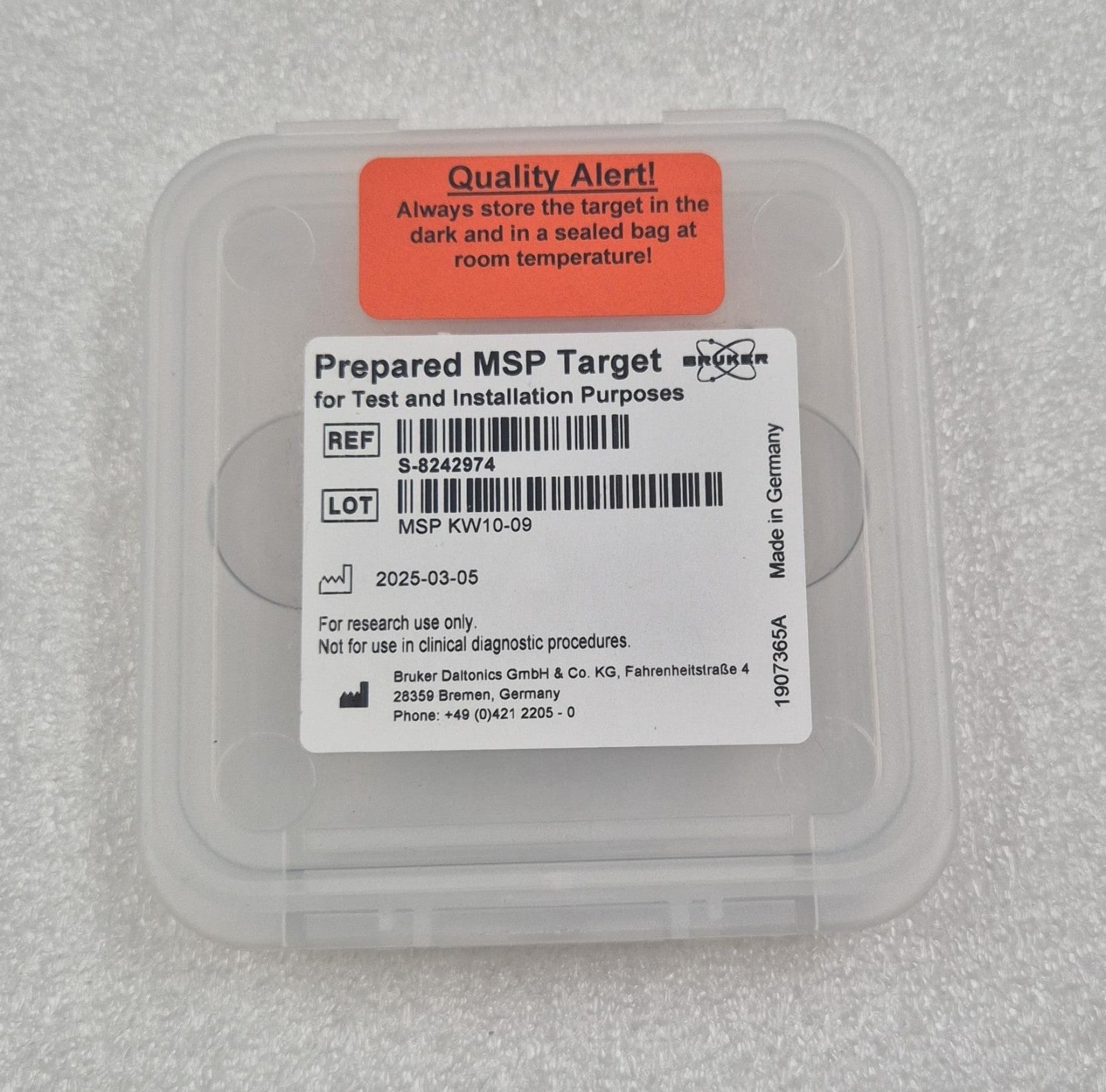 BRUKER Prepared MSP Target S-8242974 96 NALDI ground for Test and Installation