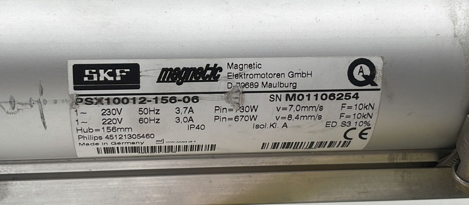 SKF Magnetic PSK10012-156-06 Electric Motor PHILIPS 4512 1305 460