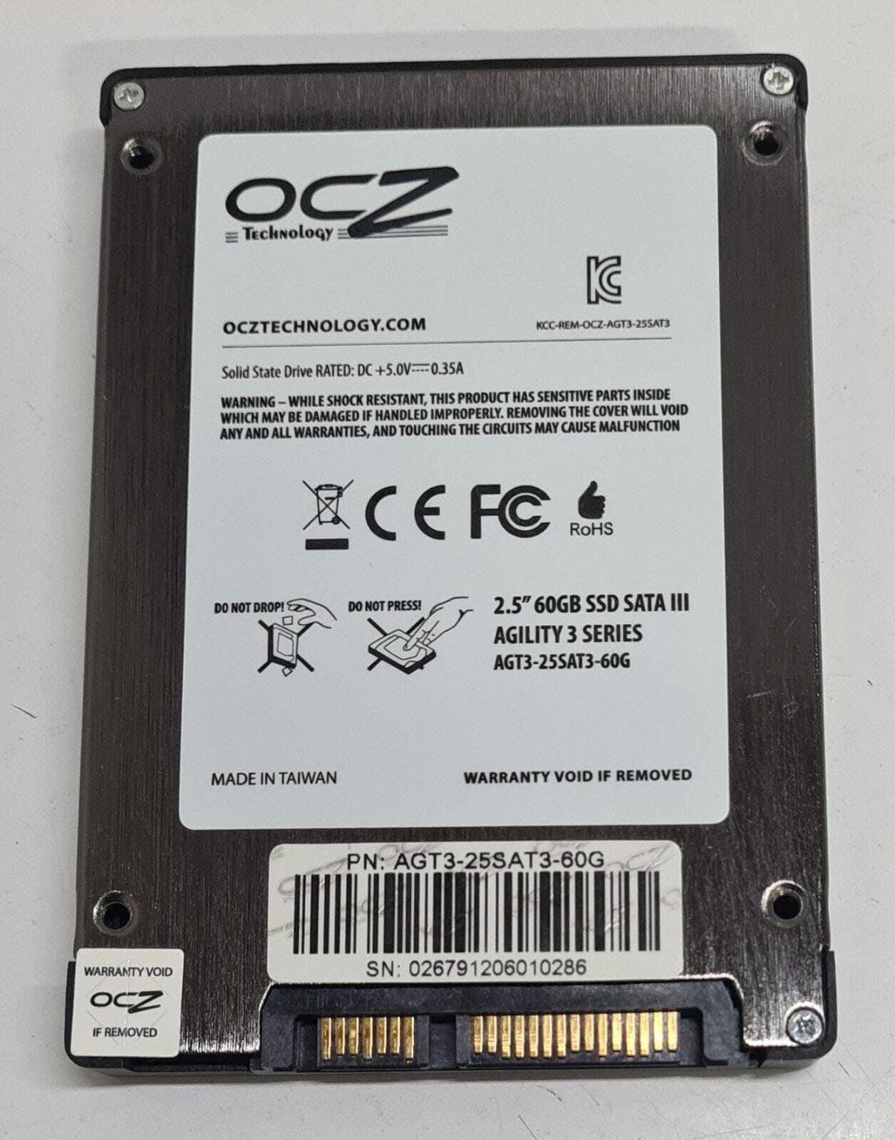 [LOT 5] OCZ AGILITY 3 2.5" Solid State Drive 60GB SSD SATA III AGT3-25SAT3-60G