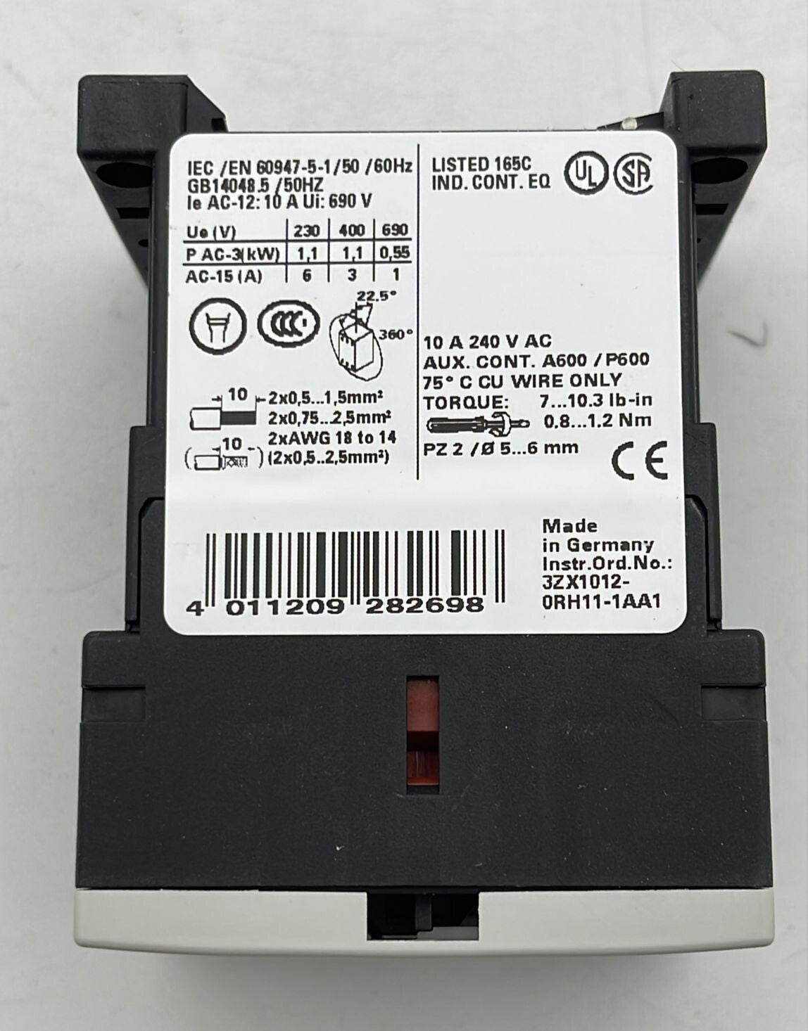 NEW - Siemens SIRIUS 3RH1140-1BW40 Auxiliary contactor 4A 230V 40E 4NO