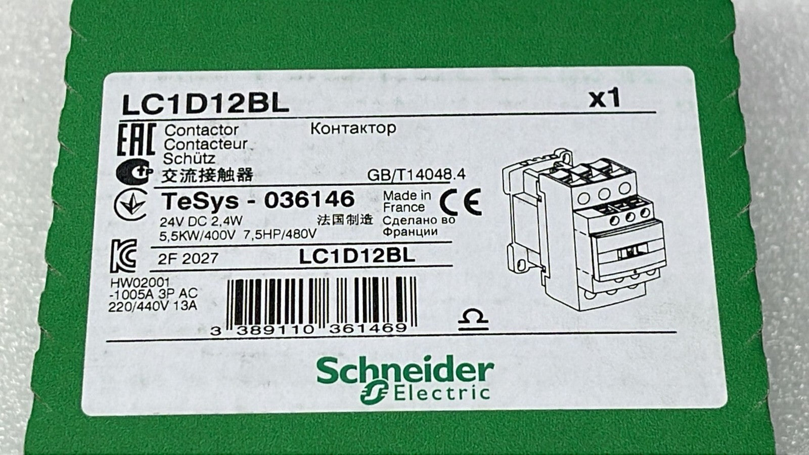 [LOT OF 3] NEW- Schneider Electric LC1D12 BL Relay Contactor