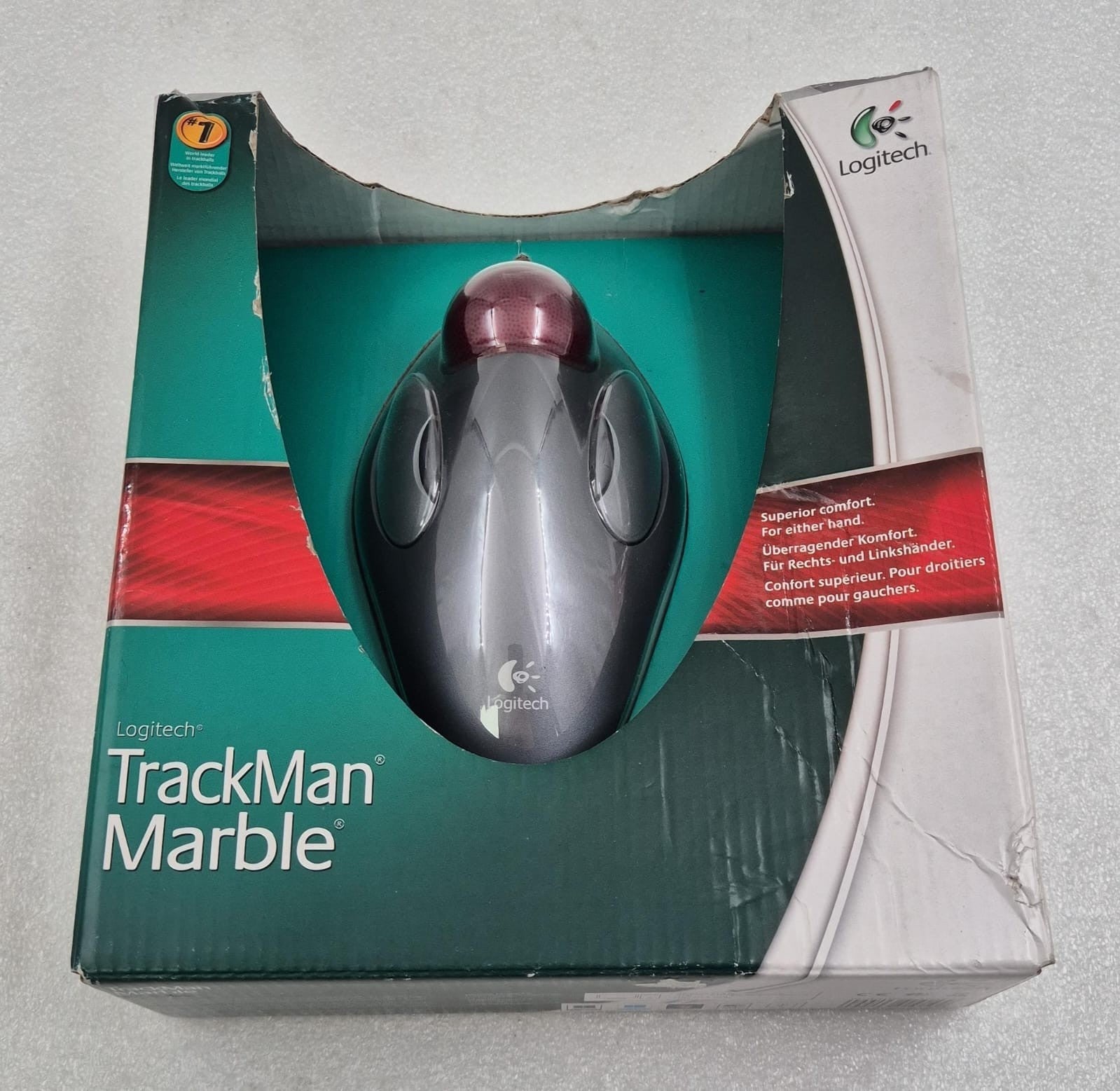 NEW - Logitech TrackMan Marble Trackball USB Mouse T-BC21 910-000808 810-000767