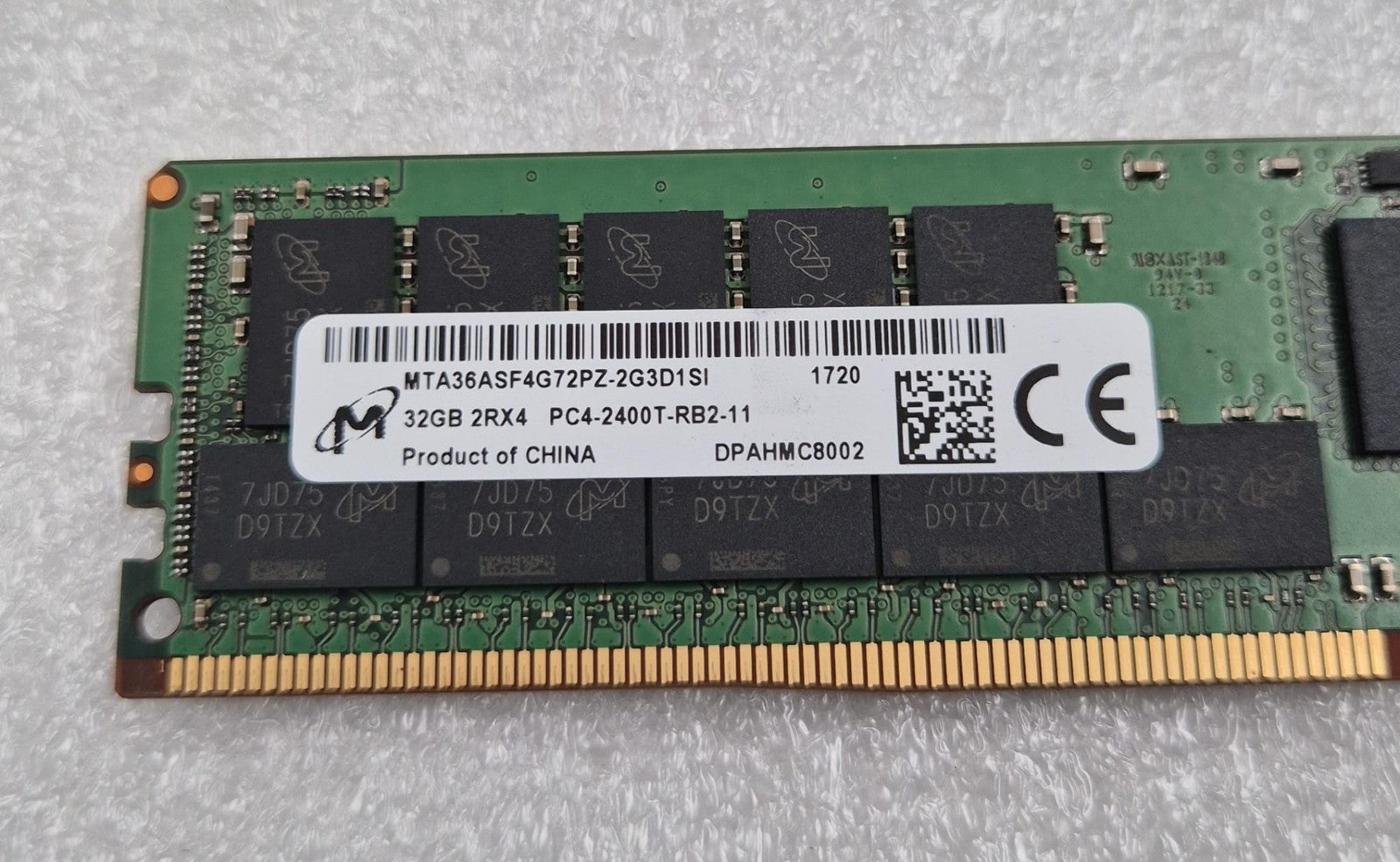[LOT 4 PCS] MICRON 32GB 2RX4 PC4-2400T MTA36ASF4G72PZ-2G3D1SI Memory RAM -HPE