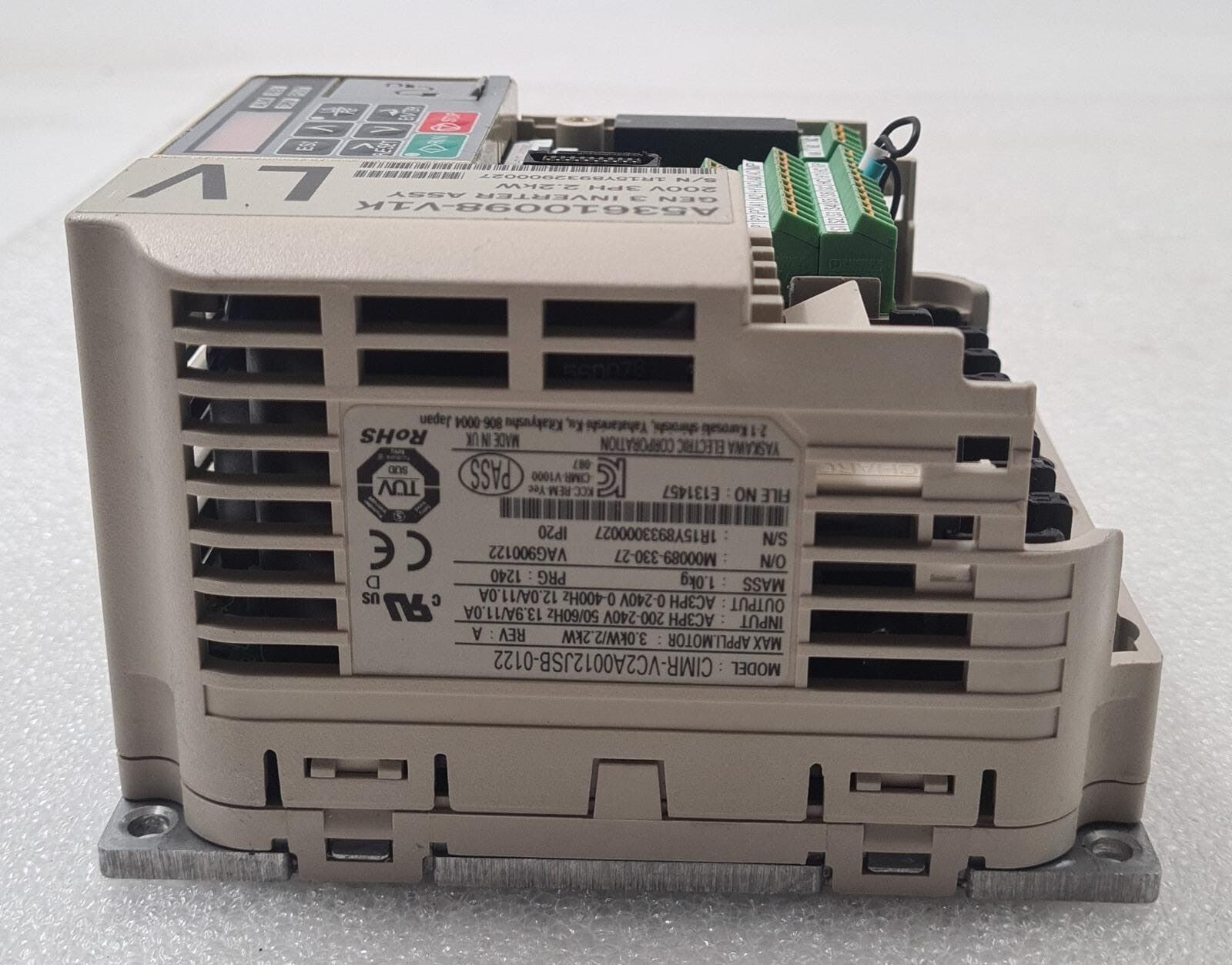 YASKAWA LV CIMR-VC2A0012JSB-0122 A53610098-V1K GEN3 INVERTER ASSY 200V 3PH 2.2kW