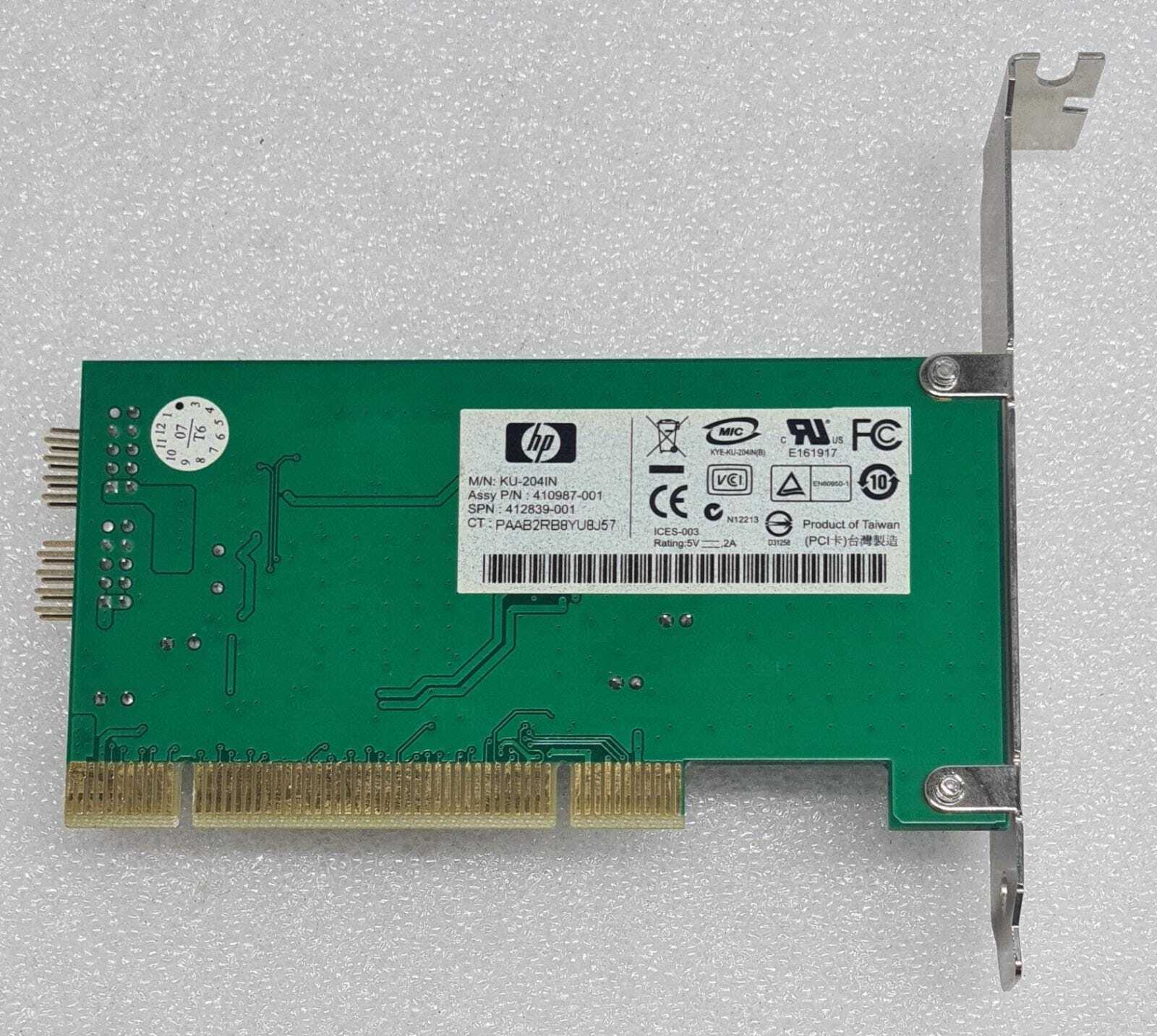 HP Internal PCI Card KU-204IN VER: 10 410987-001 412839-001 Dual USB 2.0 Port