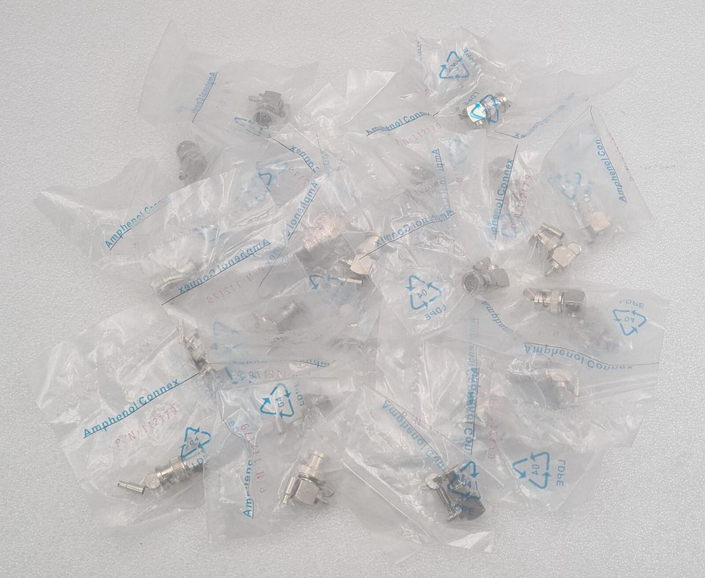 [LOT 28 PCS] NEW SEALED- Amphenol Connex 112179 RF Connector BNC PLUG R/A 75 OHM