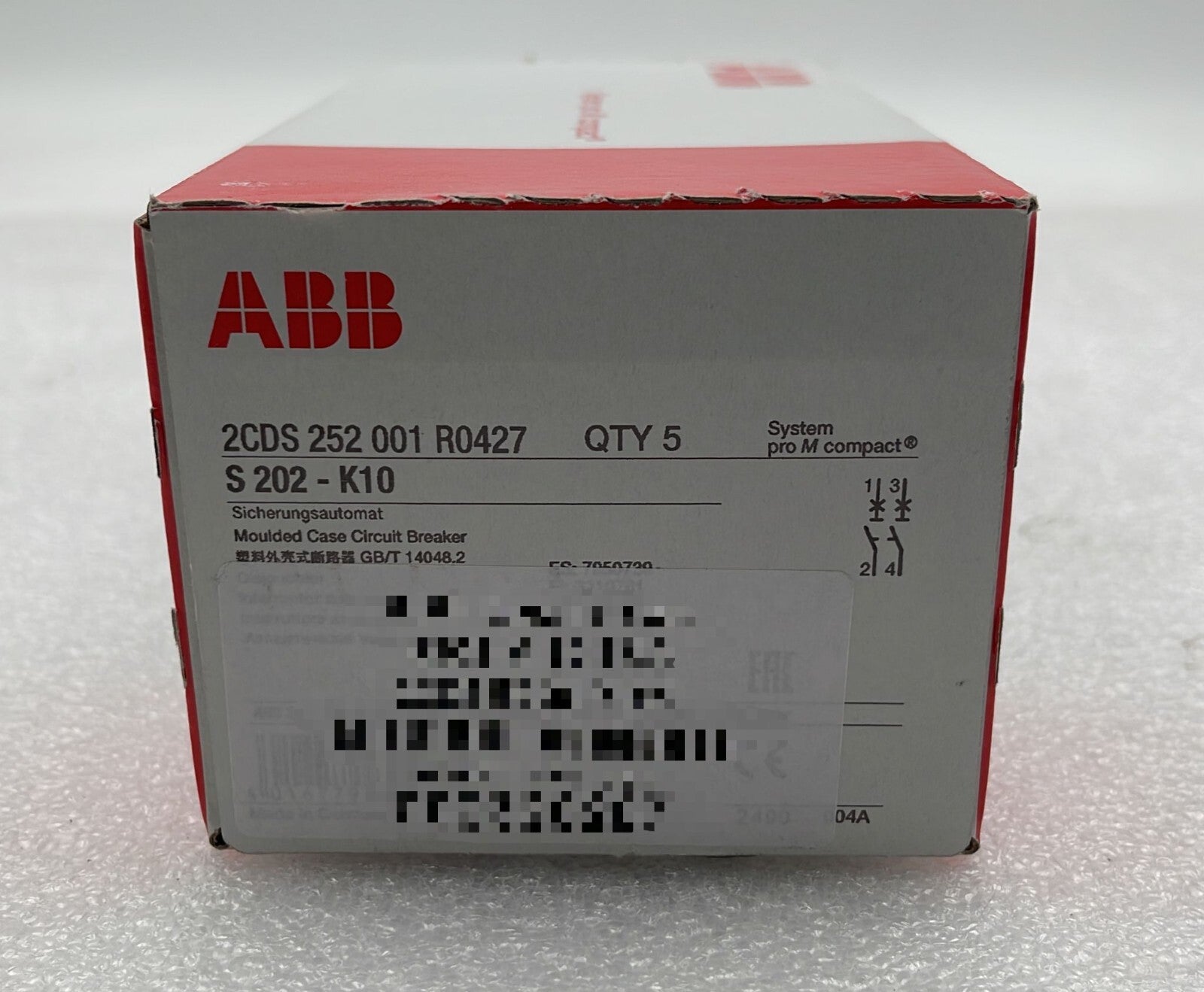 [LOT OF 5] NEW - ABB S202-K10 Circuit Breaker 2CDS 252 001 R0427