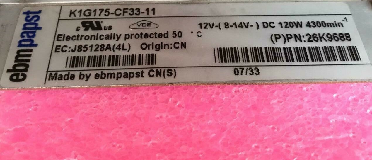 EBM Papst Cooling fan Blower 120W 12VDC 4300Rpm P/n: 26K9688 | K1G175-CF33-11