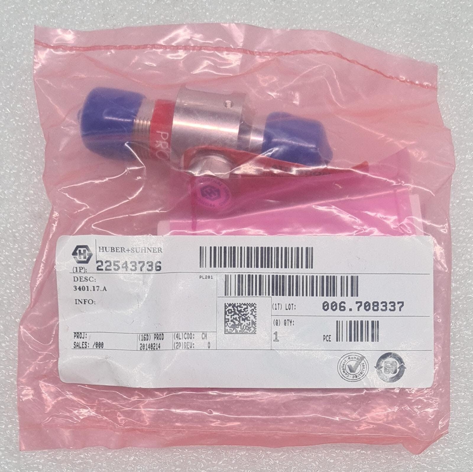 NEW SEALED - HUBER SUHNER 22543736 EMP Lightning Protector 3401.17.A